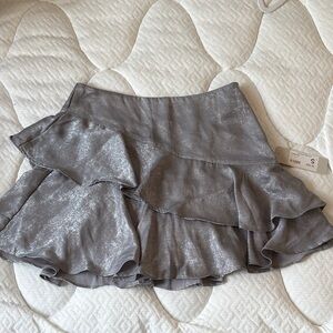 NWT- Lizard Thicket Silver Ruffle Mini Skirt - Women